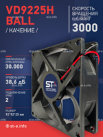 Вентилятор  VD 9225H Ball (качения) 12V, 3000 об.мин, 0,3А - st-e.info - Калининград