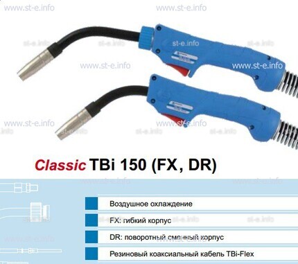Горелка для полуавтоматической сварки TBi 150-blue-ESG, длина 3 метра - st-e.info - Калининград